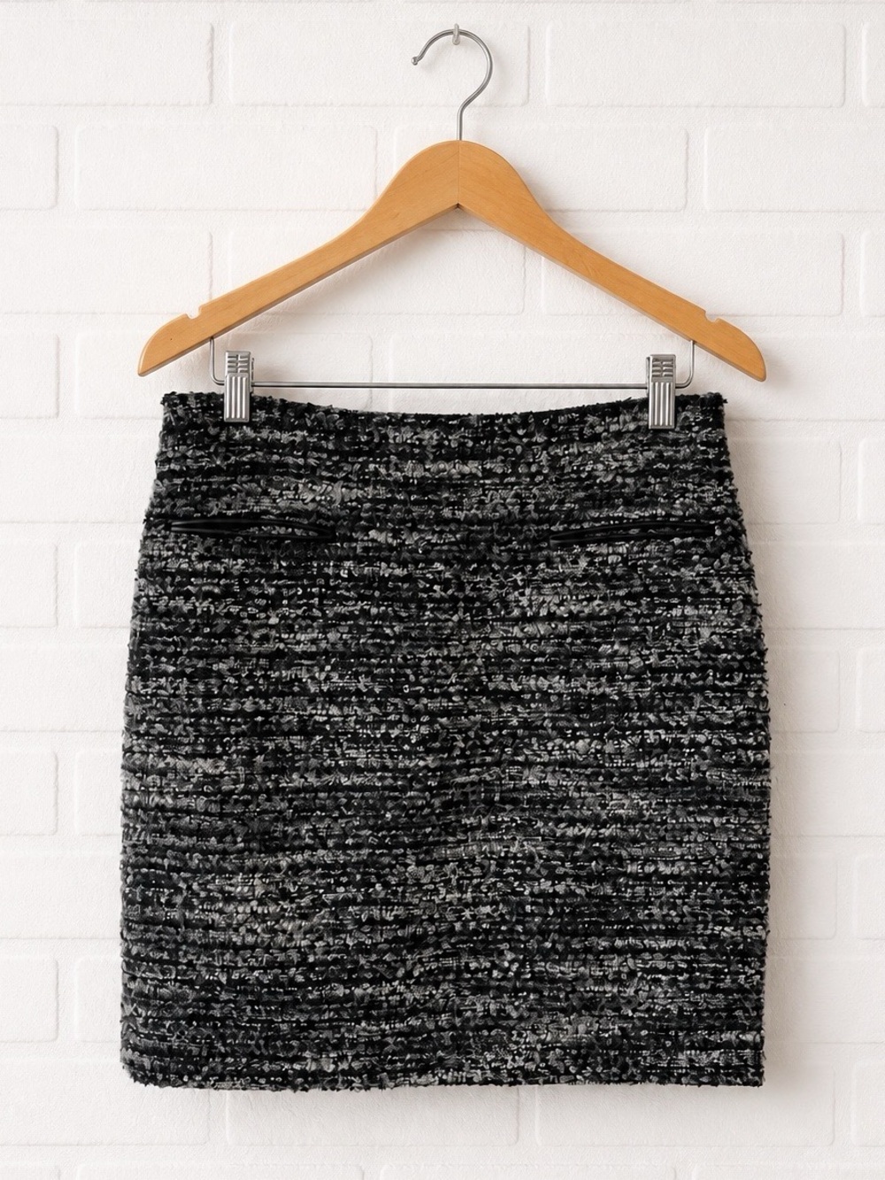 Ann Taylor Black & Gray Tweed Pencil Skirt